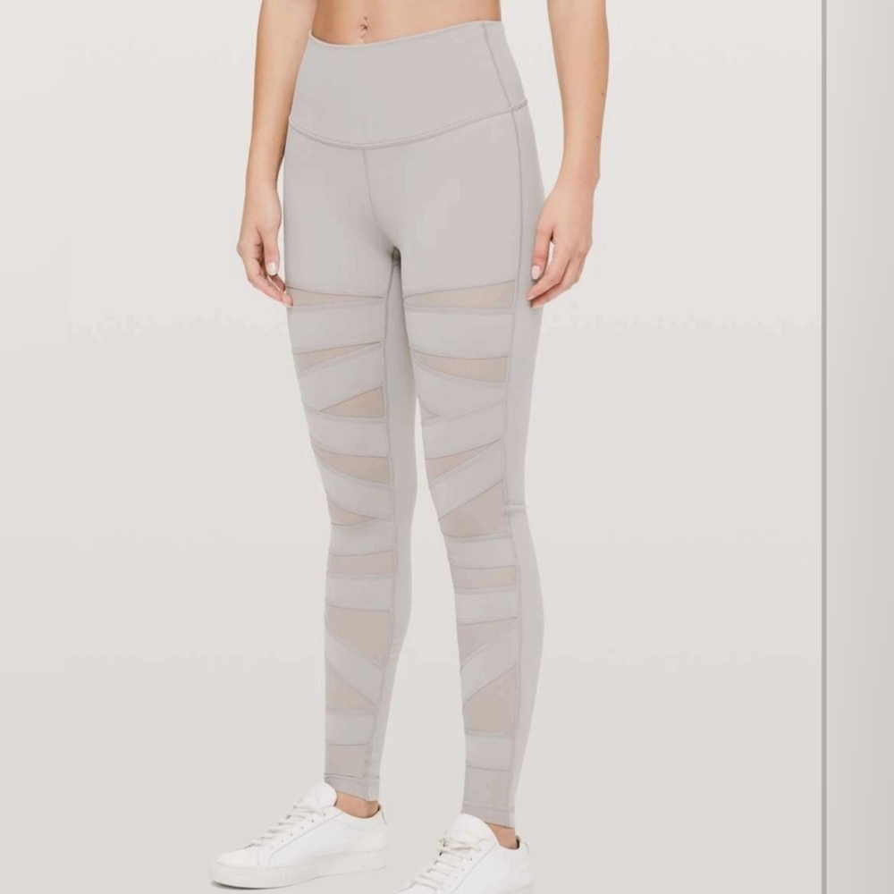 Lululemon Wunder Under High-Rise Tech Mesh Leggings Gray Size 6